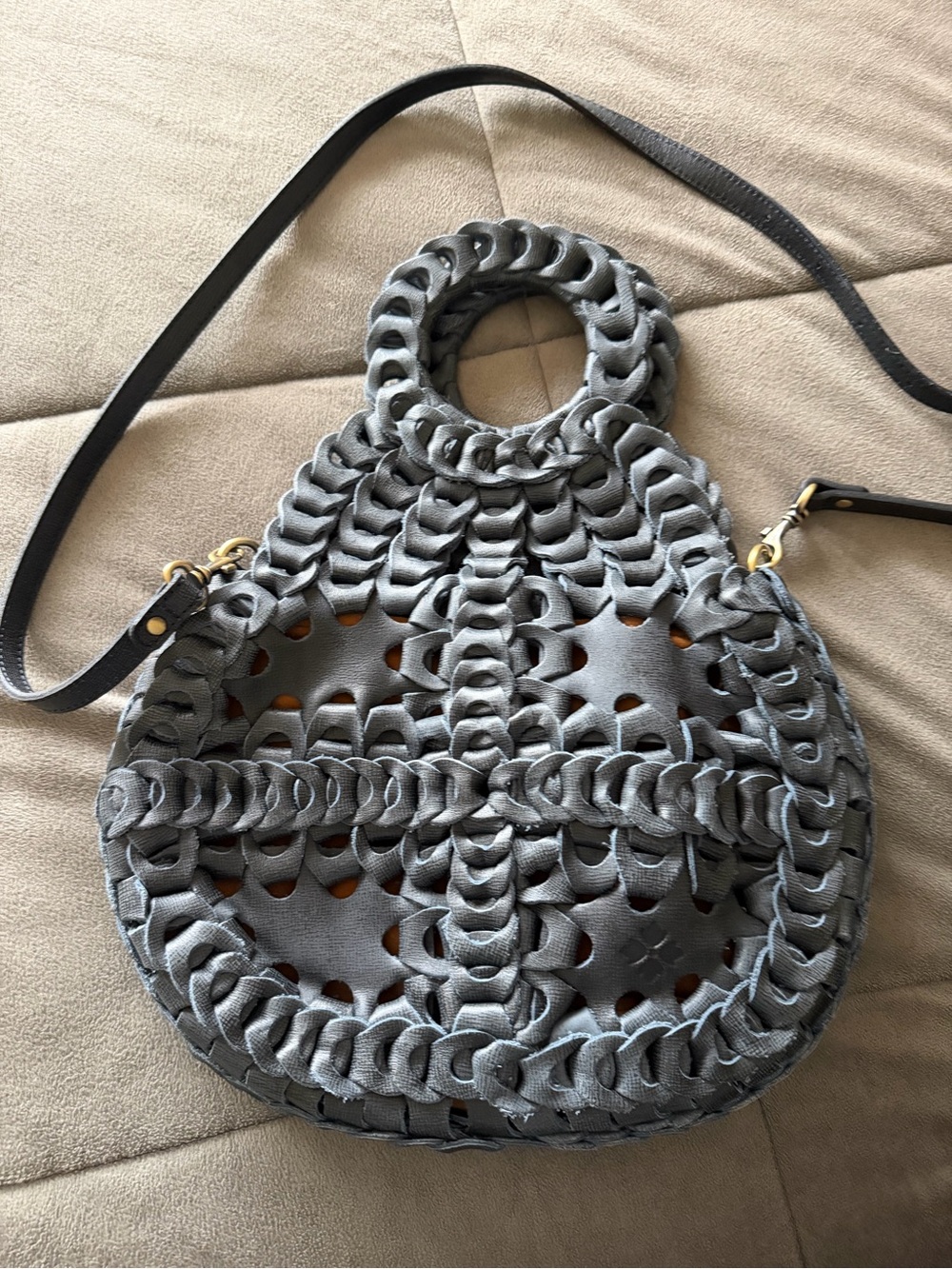 Patricia Nash Woven Circle Crossbody Bag in Gray